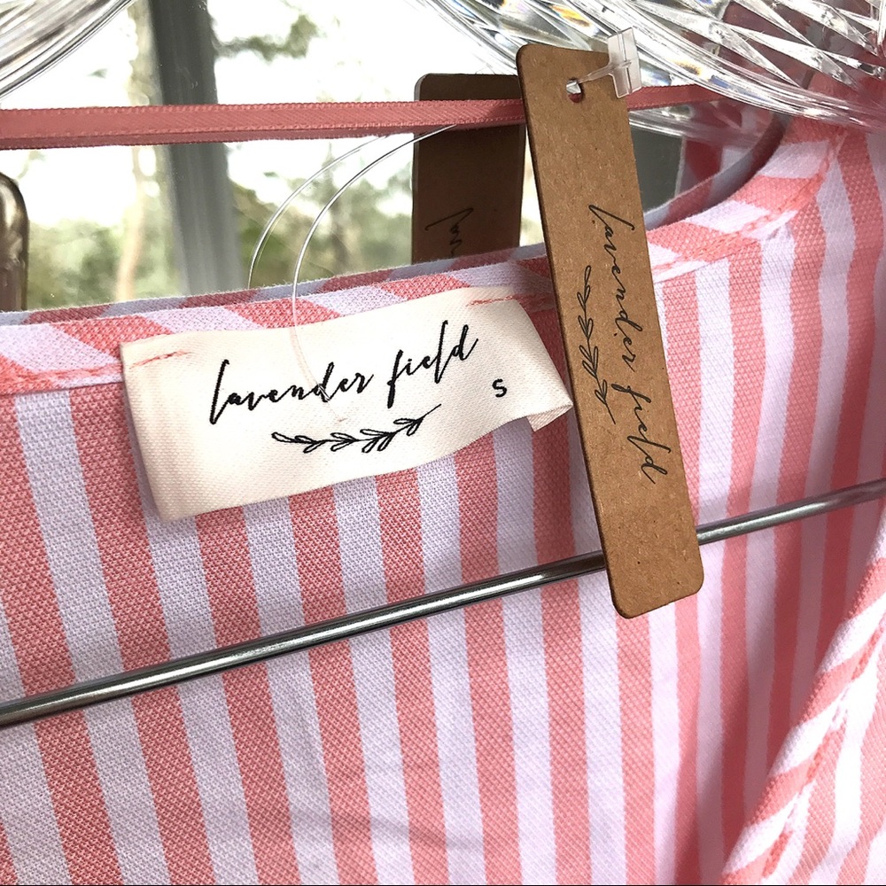 White Peach Stripe Bell Sleeve Wrap Top - Picture 7 of 8